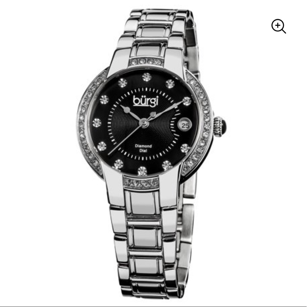 Bürgi Stainless Steel Diamond Date Bracelet Watch
